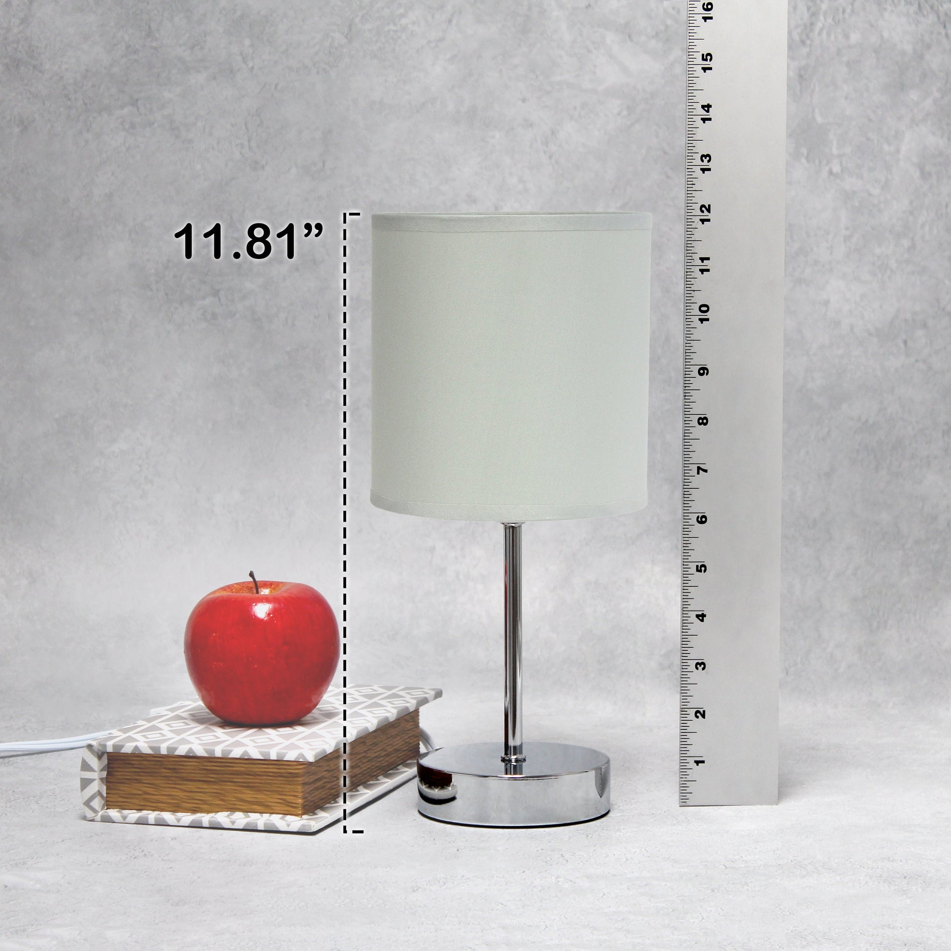 All The Rages Nauru 12" Chrome Metal Stick Table Lamp With Slate Gray Fabric Shade