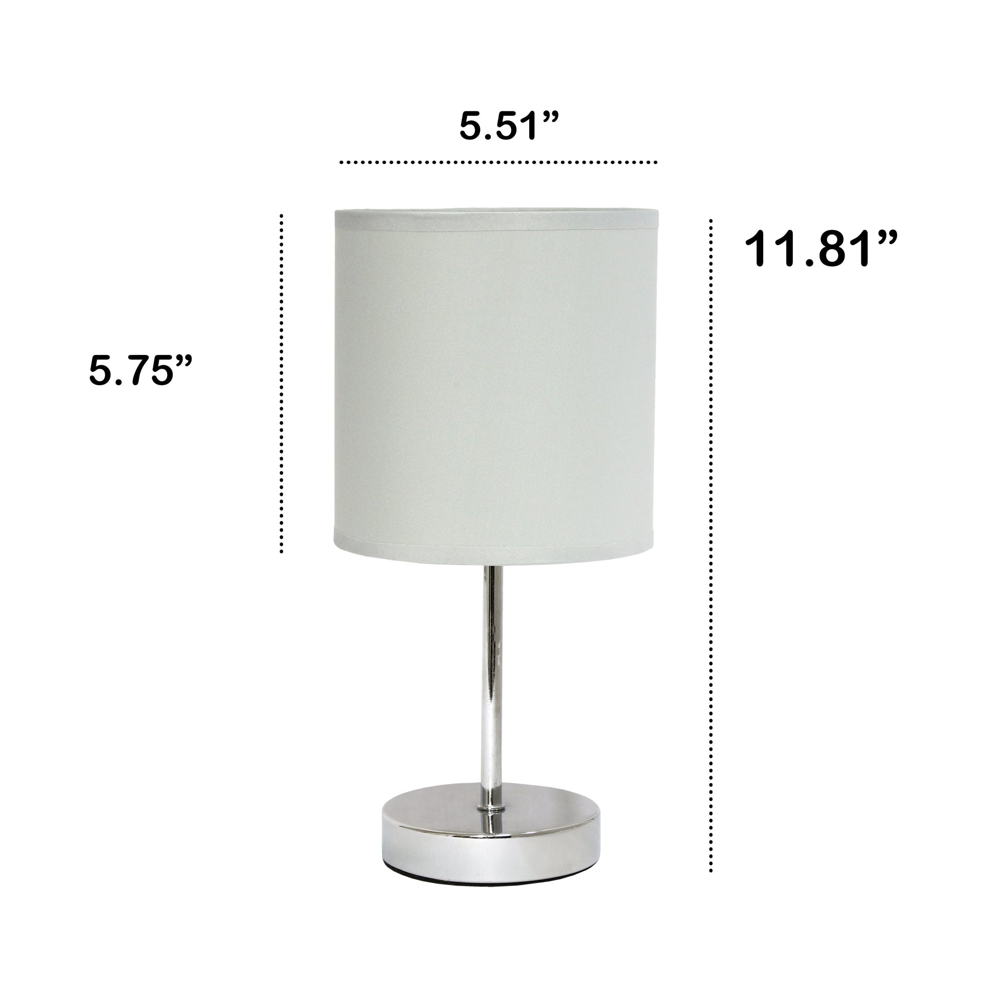 All The Rages Nauru 12" Chrome Metal Stick Table Lamp With Slate Gray Fabric Shade
