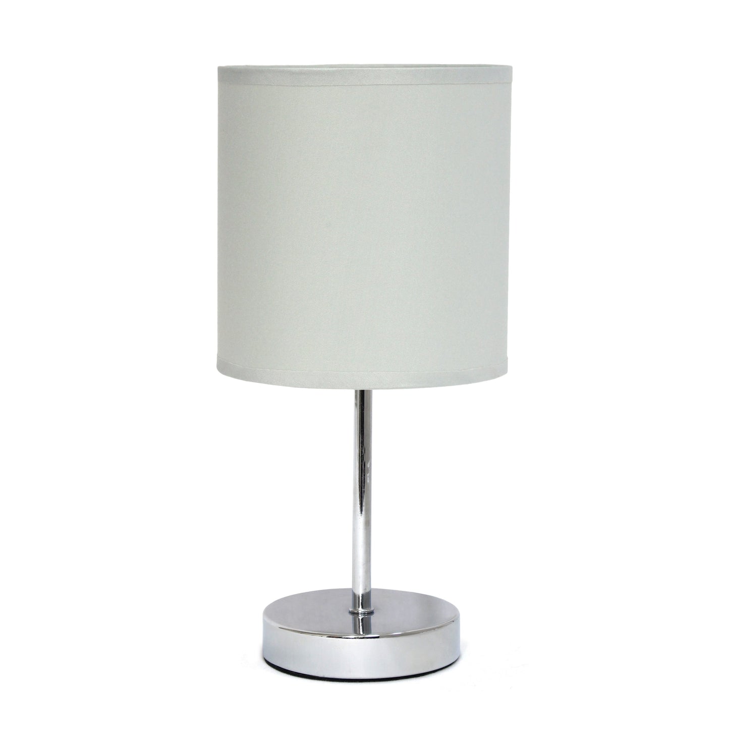 All The Rages Nauru 12" Chrome Metal Stick Table Lamp With Slate Gray Fabric Shade