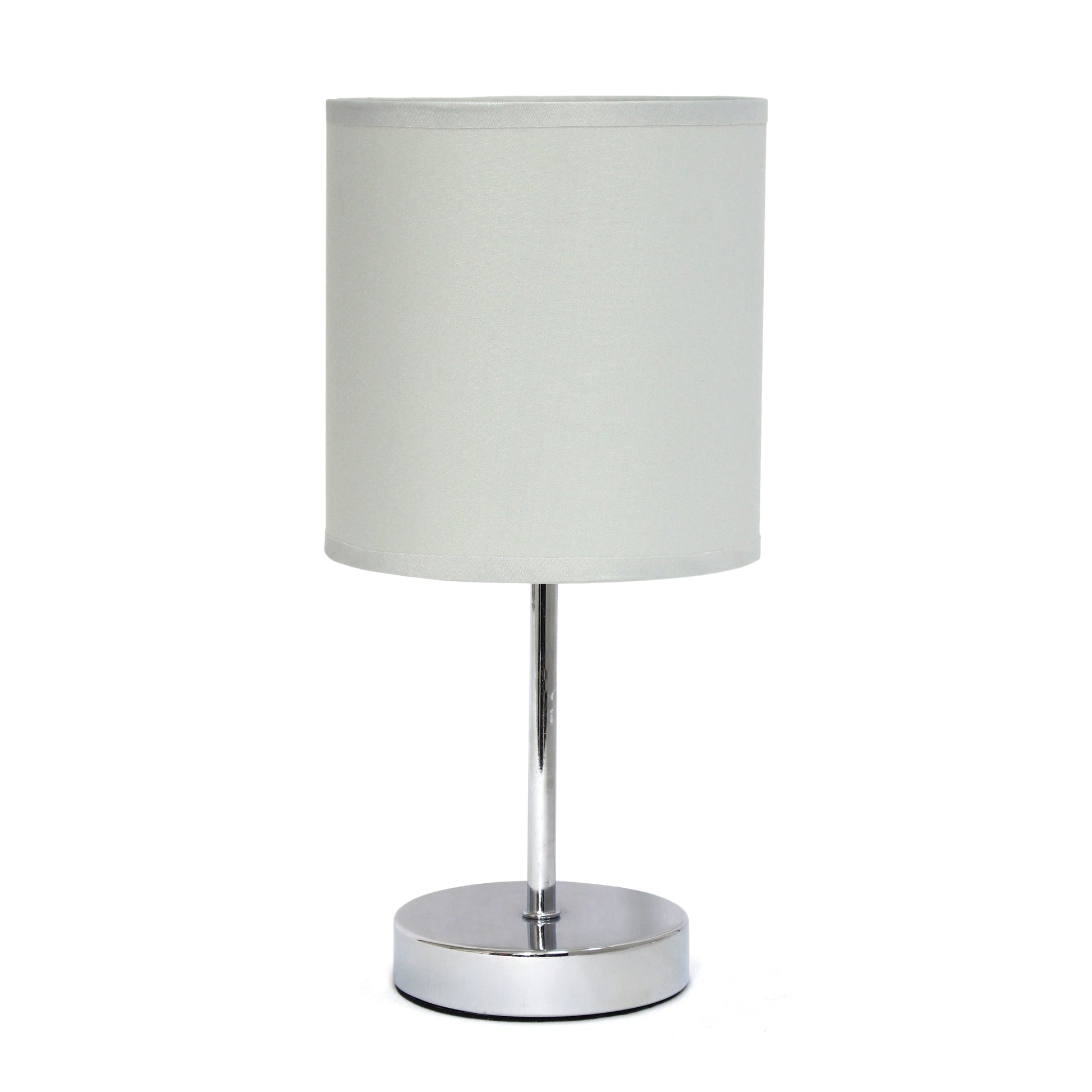 All The Rages Nauru 12" Chrome Metal Stick Table Lamp With Slate Gray Fabric Shade
