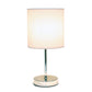 All The Rages Nauru 12" Chrome Metal Stick Table Lamp With White Fabric Shade