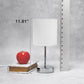All The Rages Nauru 12" Chrome Metal Stick Table Lamp With White Fabric Shade
