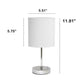 All The Rages Nauru 12" Chrome Metal Stick Table Lamp With White Fabric Shade