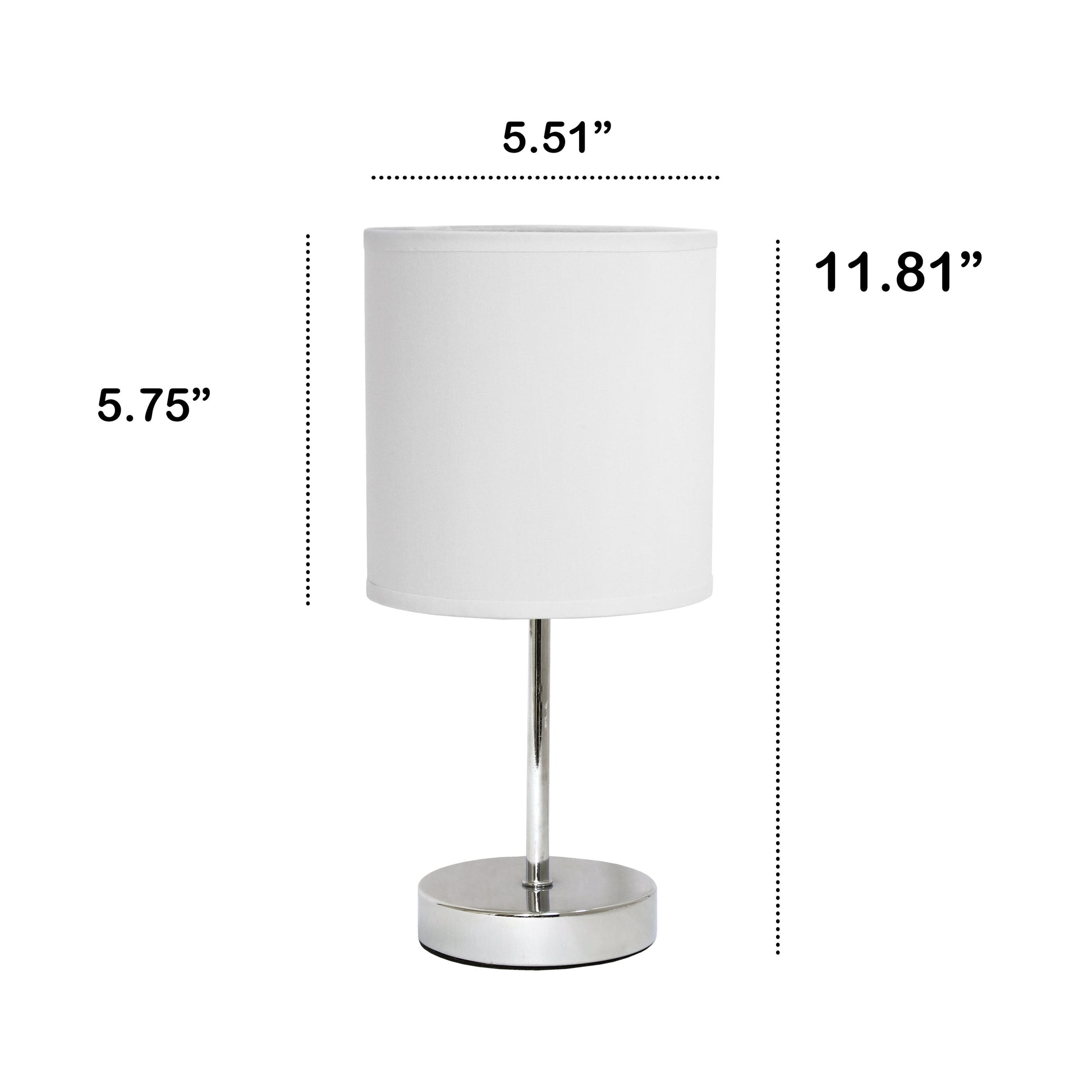 All The Rages Nauru 12" Chrome Metal Stick Table Lamp With White Fabric Shade