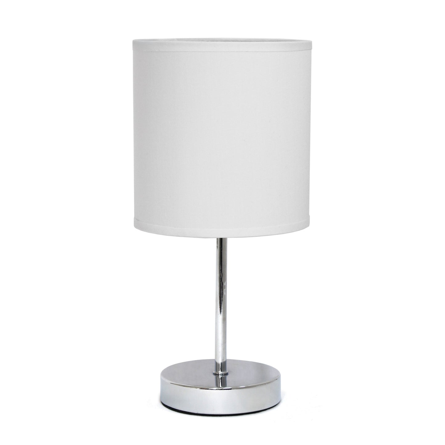 All The Rages Nauru 12" Chrome Metal Stick Table Lamp With White Fabric Shade