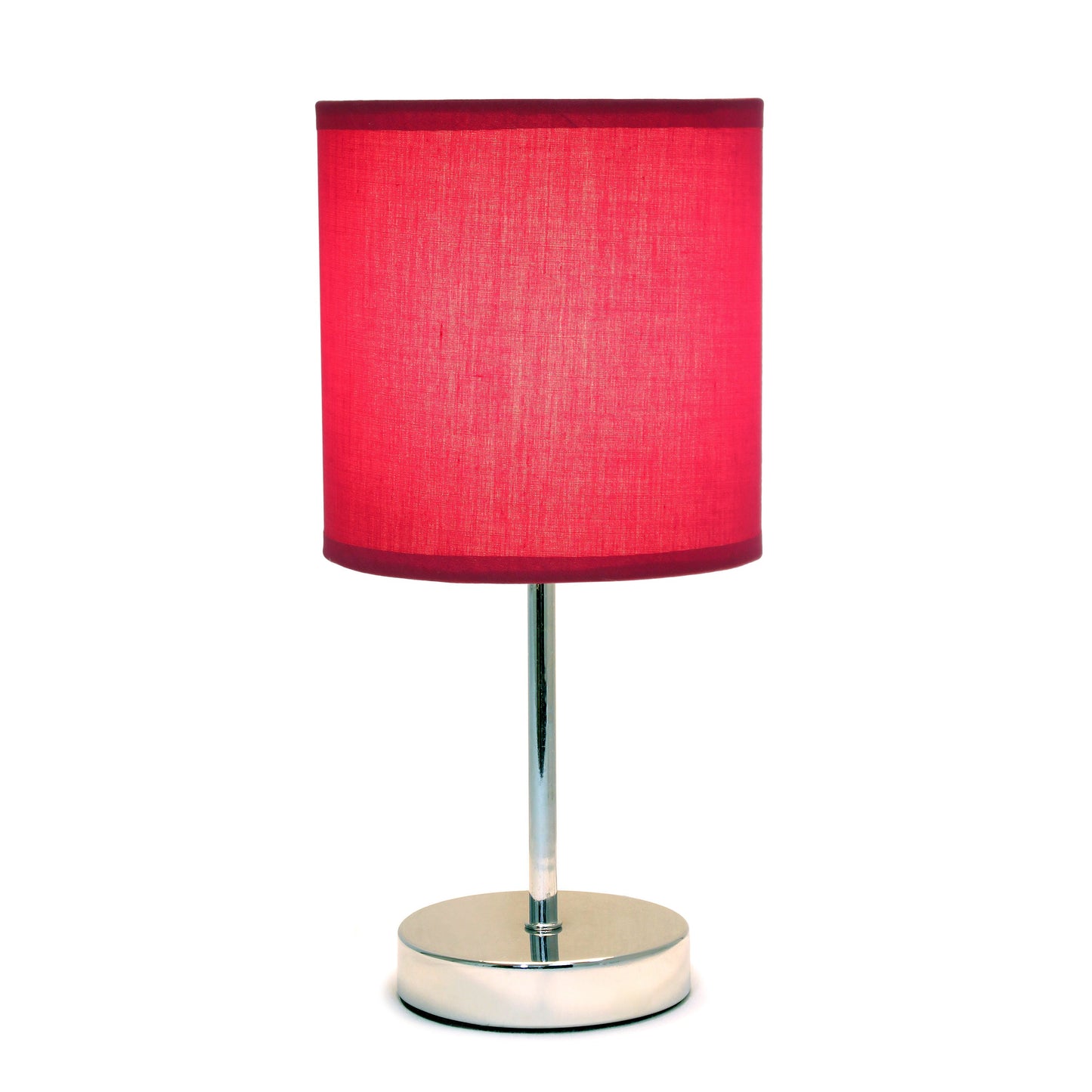 All The Rages Nauru 12" Chrome Metal Stick Table Lamp With Wine Fabric Shade