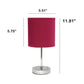 All The Rages Nauru 12" Chrome Metal Stick Table Lamp With Wine Fabric Shade