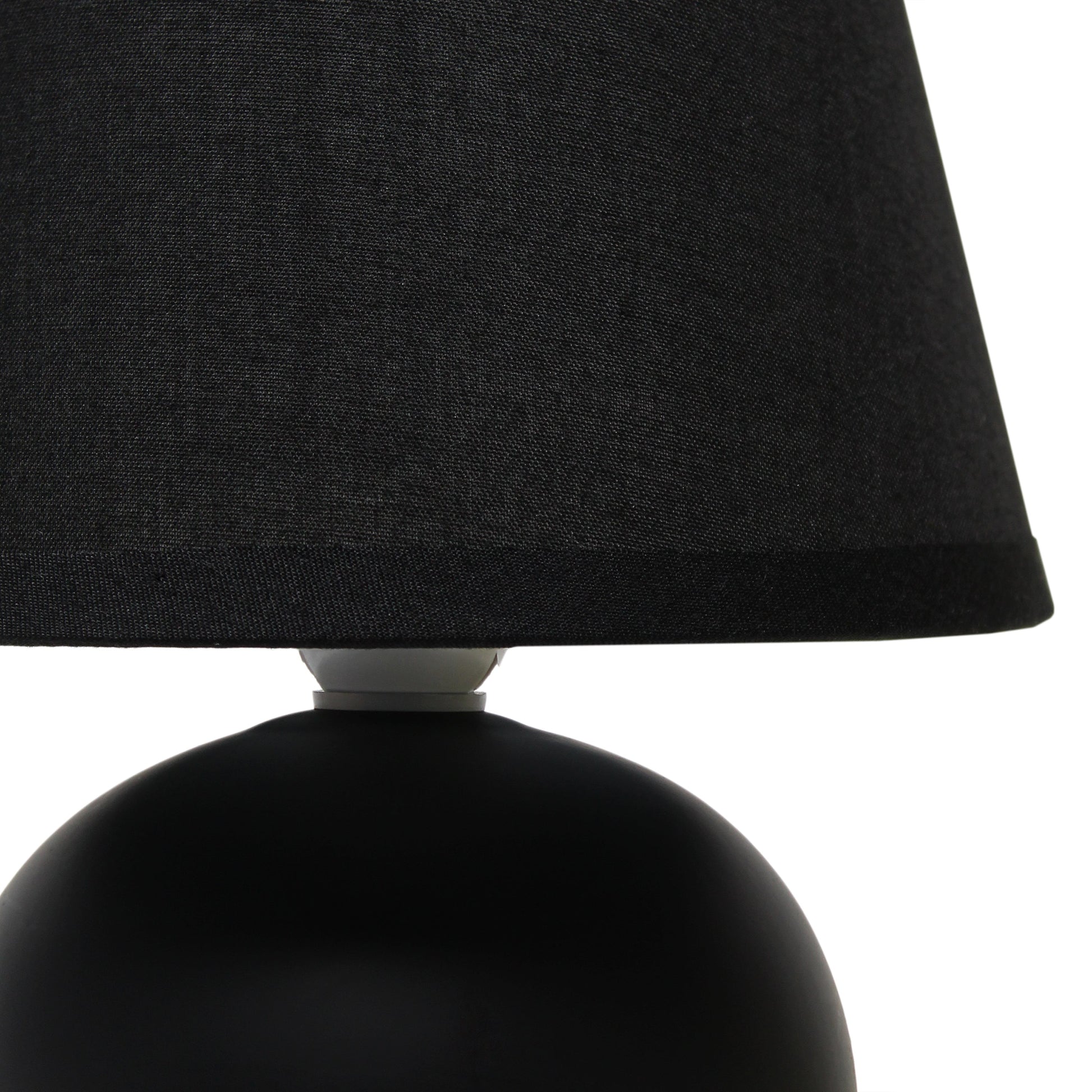 All The Rages Nauru 9" Black 2-Piece Ceramic Orb Table Lamps With Matching Fabric Shades