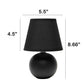 All The Rages Nauru 9" Black 2-Piece Ceramic Orb Table Lamps With Matching Fabric Shades