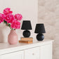 All The Rages Nauru 9" Black 2-Piece Ceramic Orb Table Lamps With Matching Fabric Shades