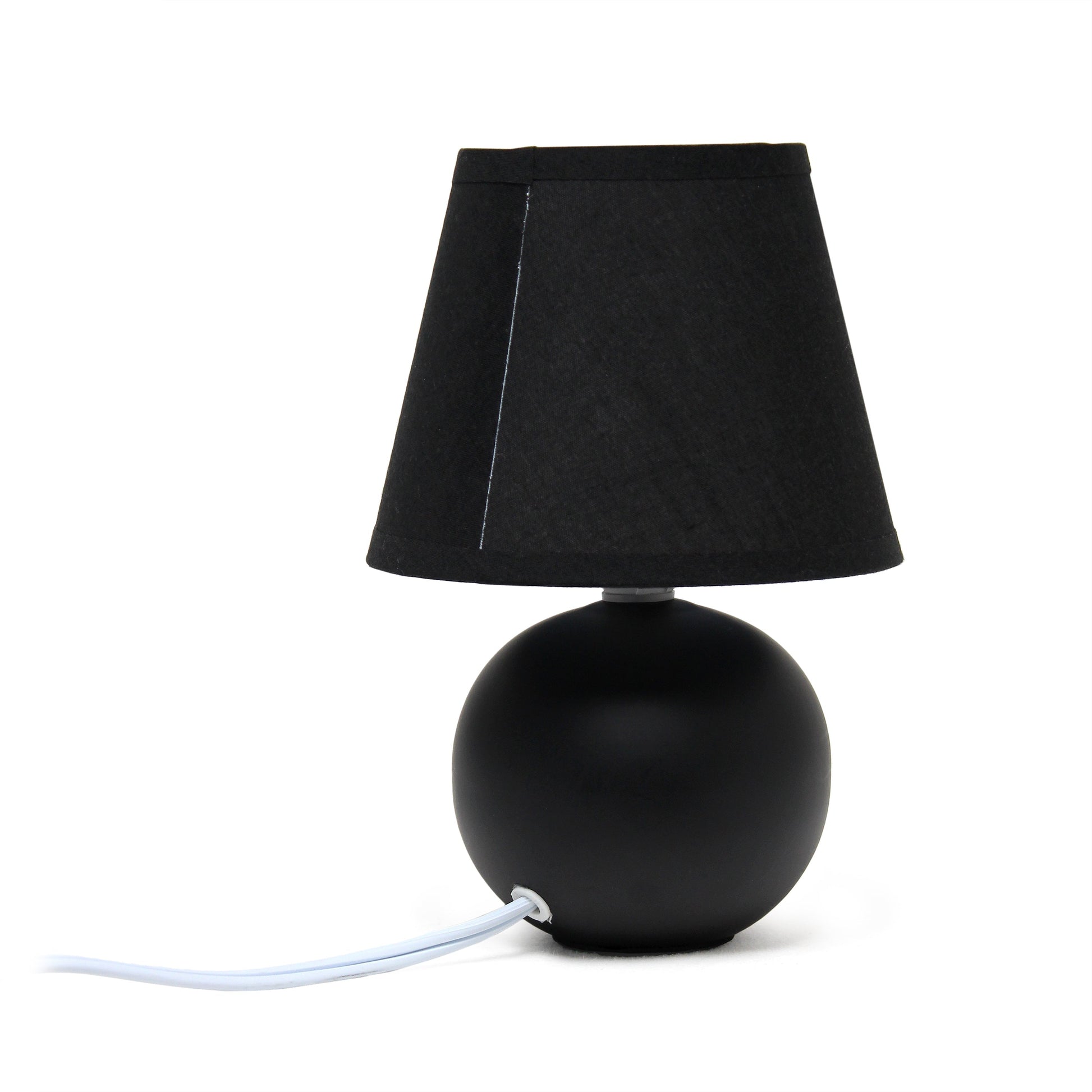 All The Rages Nauru 9" Black 2-Piece Ceramic Orb Table Lamps With Matching Fabric Shades