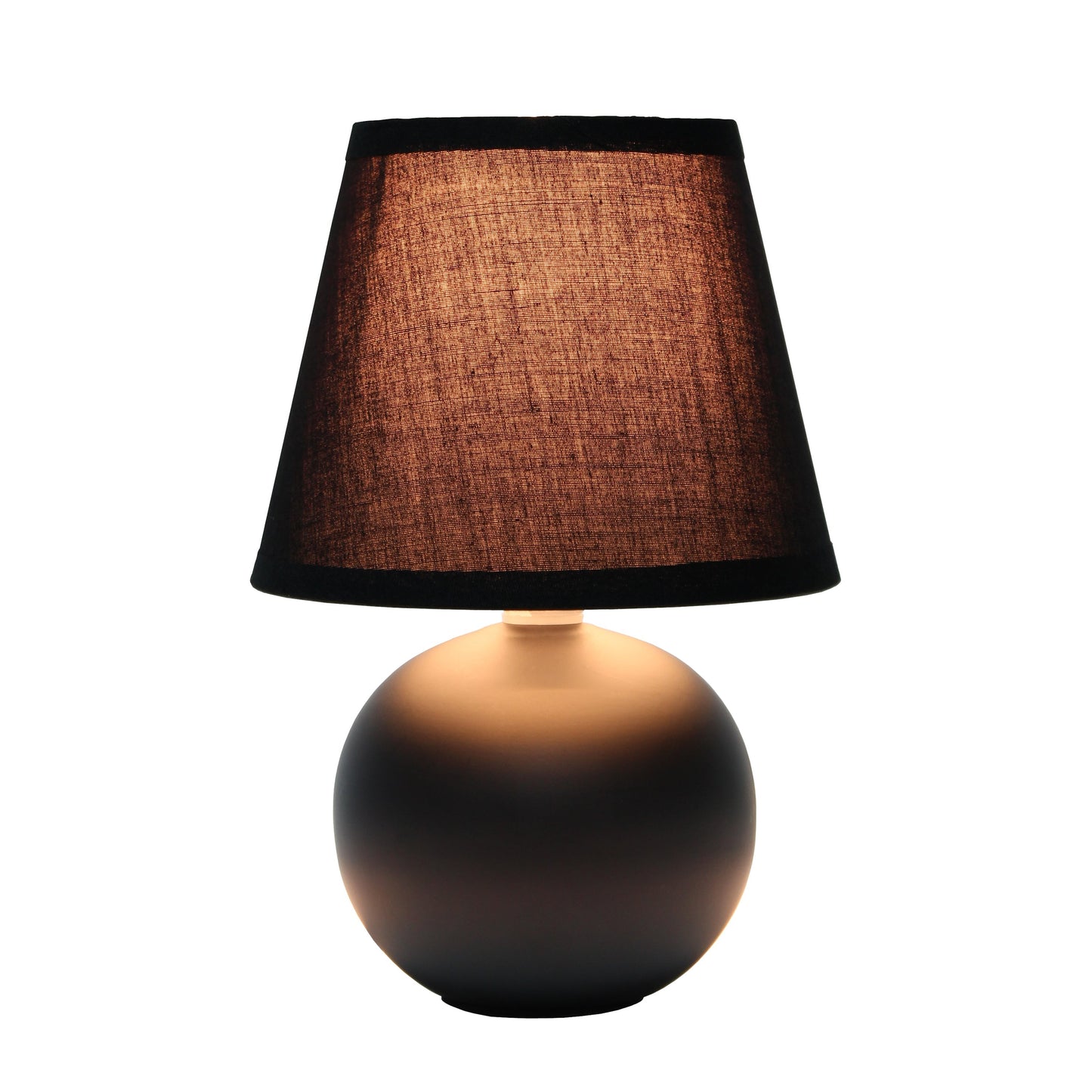 All The Rages Nauru 9" Black Ceramic Orb Table Lamp With Matching Fabric Shade