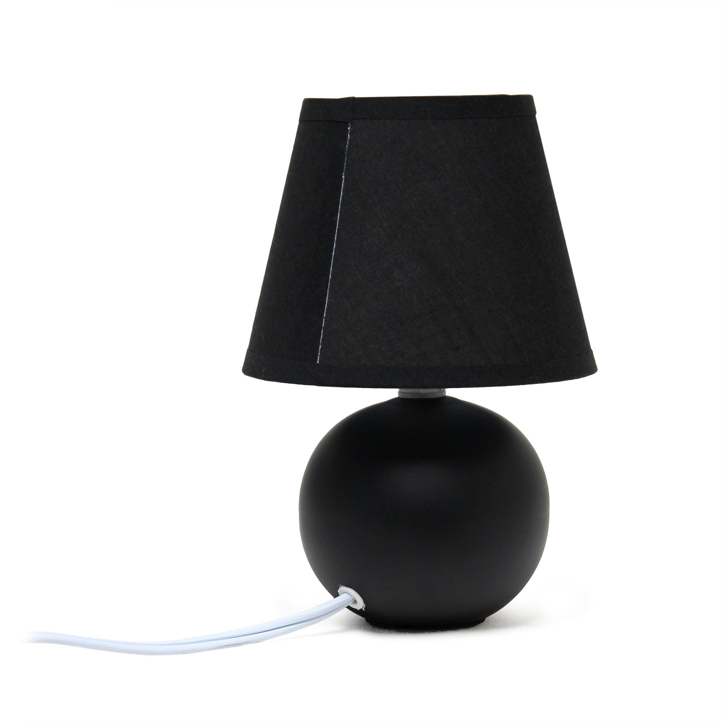 All The Rages Nauru 9" Black Ceramic Orb Table Lamp With Matching Fabric Shade