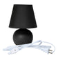 All The Rages Nauru 9" Black Ceramic Orb Table Lamp With Matching Fabric Shade
