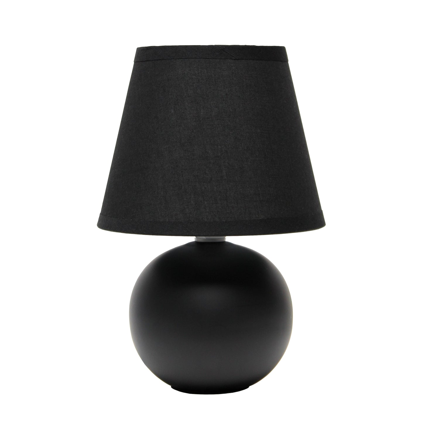 All The Rages Nauru 9" Black Ceramic Orb Table Lamp With Matching Fabric Shade