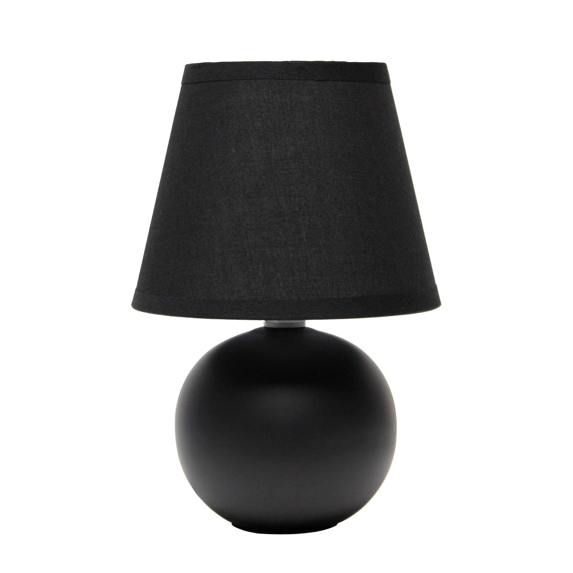 All The Rages Nauru 9" Black Ceramic Orb Table Lamp With Matching Fabric Shade