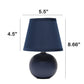 All The Rages Nauru 9" Blue 2-Piece Ceramic Orb Table Lamps With Matching Fabric Shades