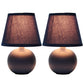 All The Rages Nauru 9" Blue 2-Piece Ceramic Orb Table Lamps With Matching Fabric Shades