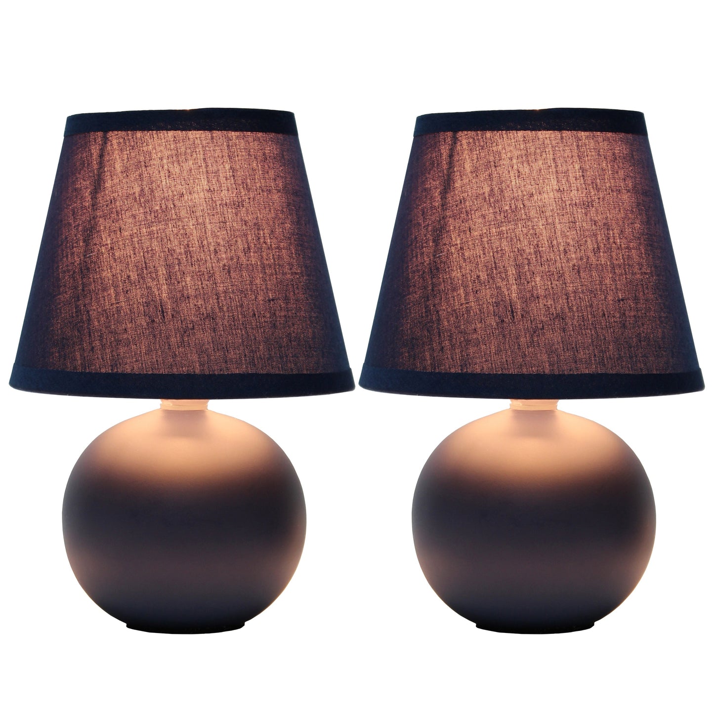 All The Rages Nauru 9" Blue 2-Piece Ceramic Orb Table Lamps With Matching Fabric Shades