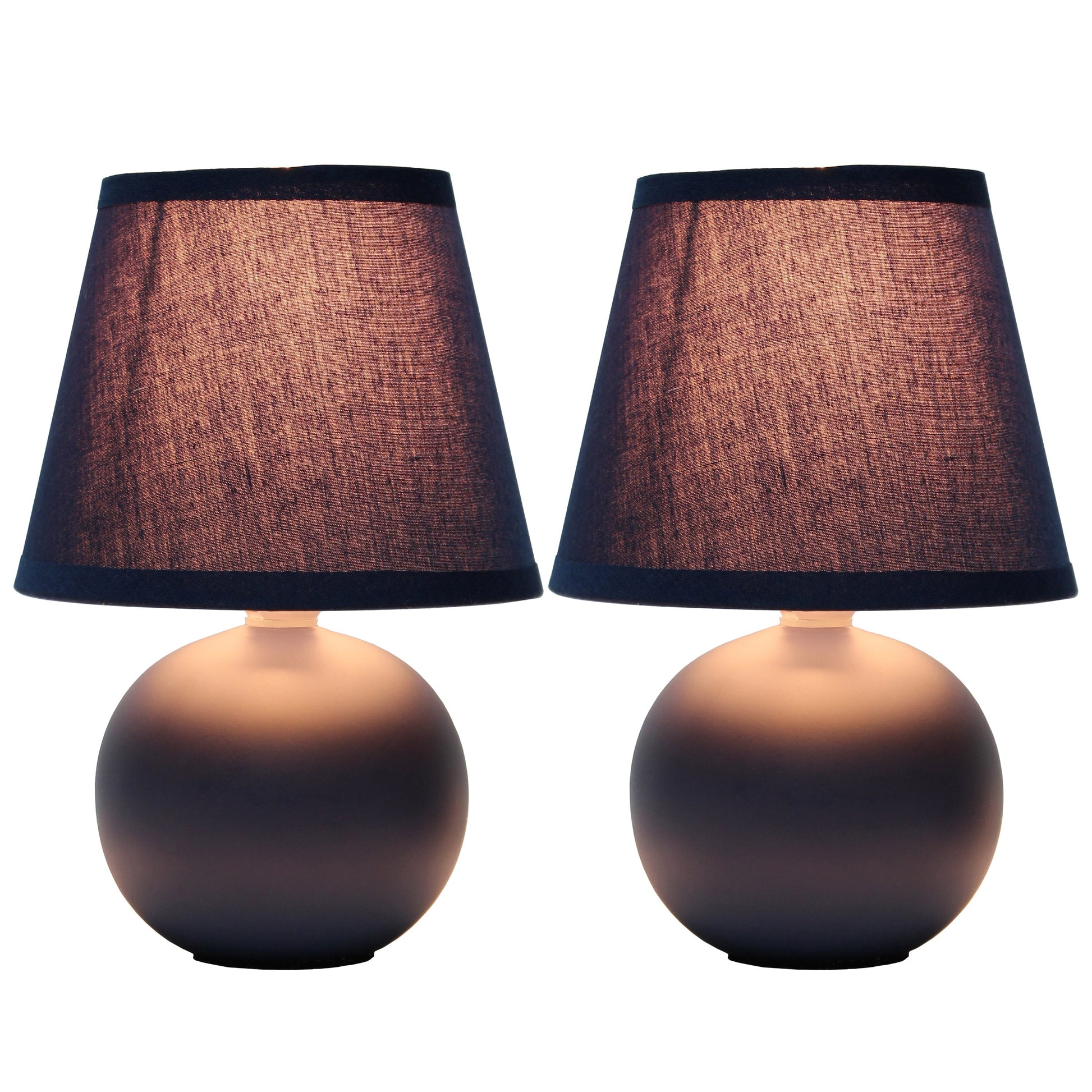 All The Rages Nauru 9" Blue 2-Piece Ceramic Orb Table Lamps With Matching Fabric Shades