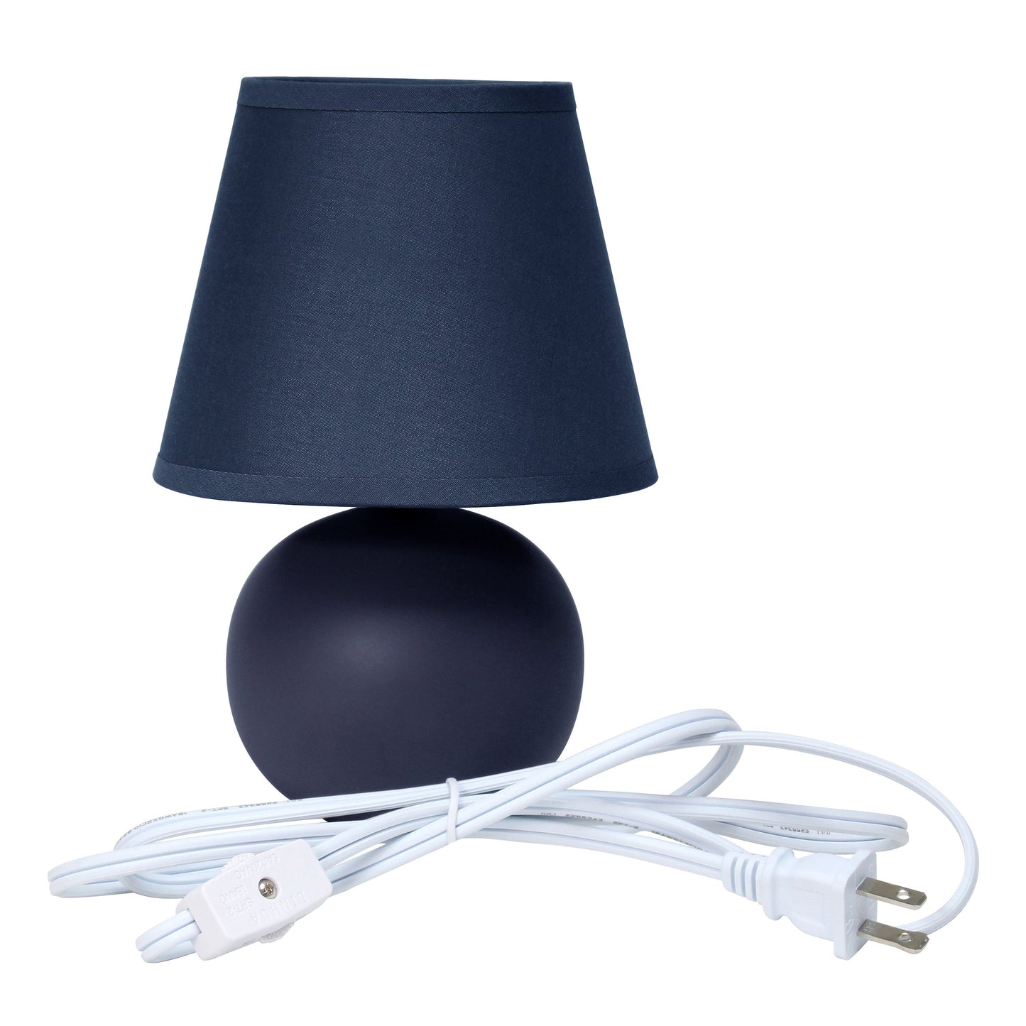 All The Rages Nauru 9" Blue 2-Piece Ceramic Orb Table Lamps With Matching Fabric Shades