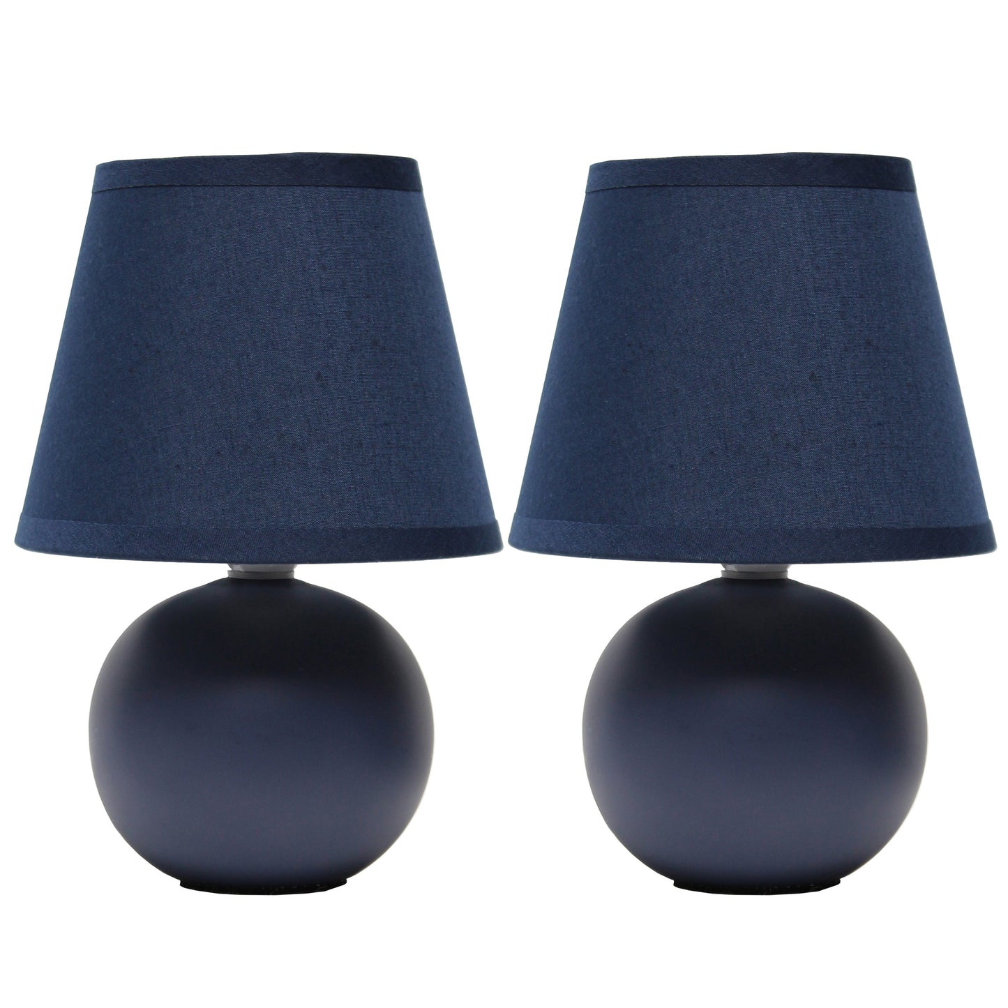 All The Rages Nauru 9" Blue 2-Piece Ceramic Orb Table Lamps With Matching Fabric Shades