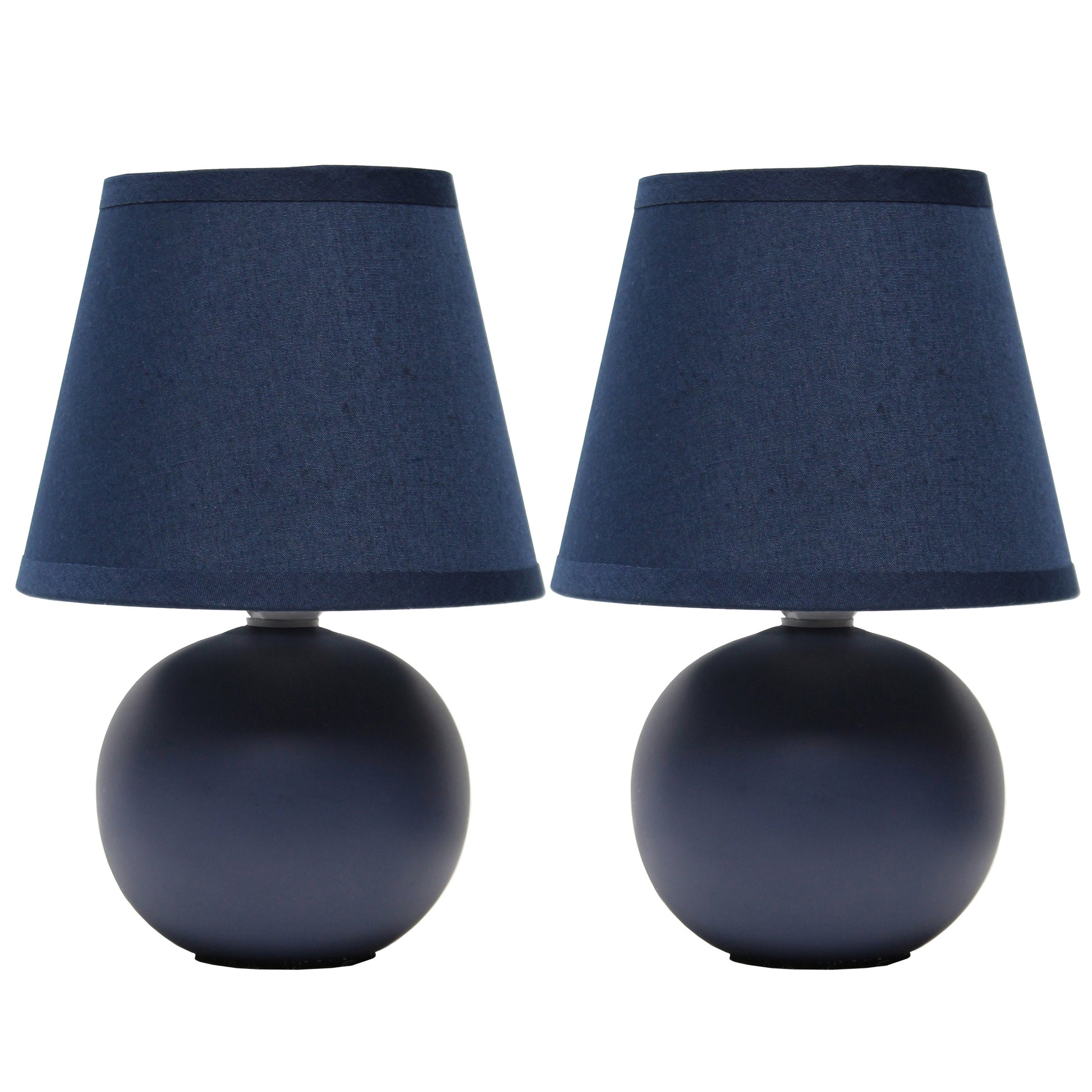 All The Rages Nauru 9" Blue 2-Piece Ceramic Orb Table Lamps With Matching Fabric Shades