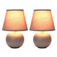 All The Rages Nauru 9" Gray 2-Piece Ceramic Orb Table Lamps With Matching Fabric Shades