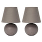 All The Rages Nauru 9" Gray 2-Piece Ceramic Orb Table Lamps With Matching Fabric Shades