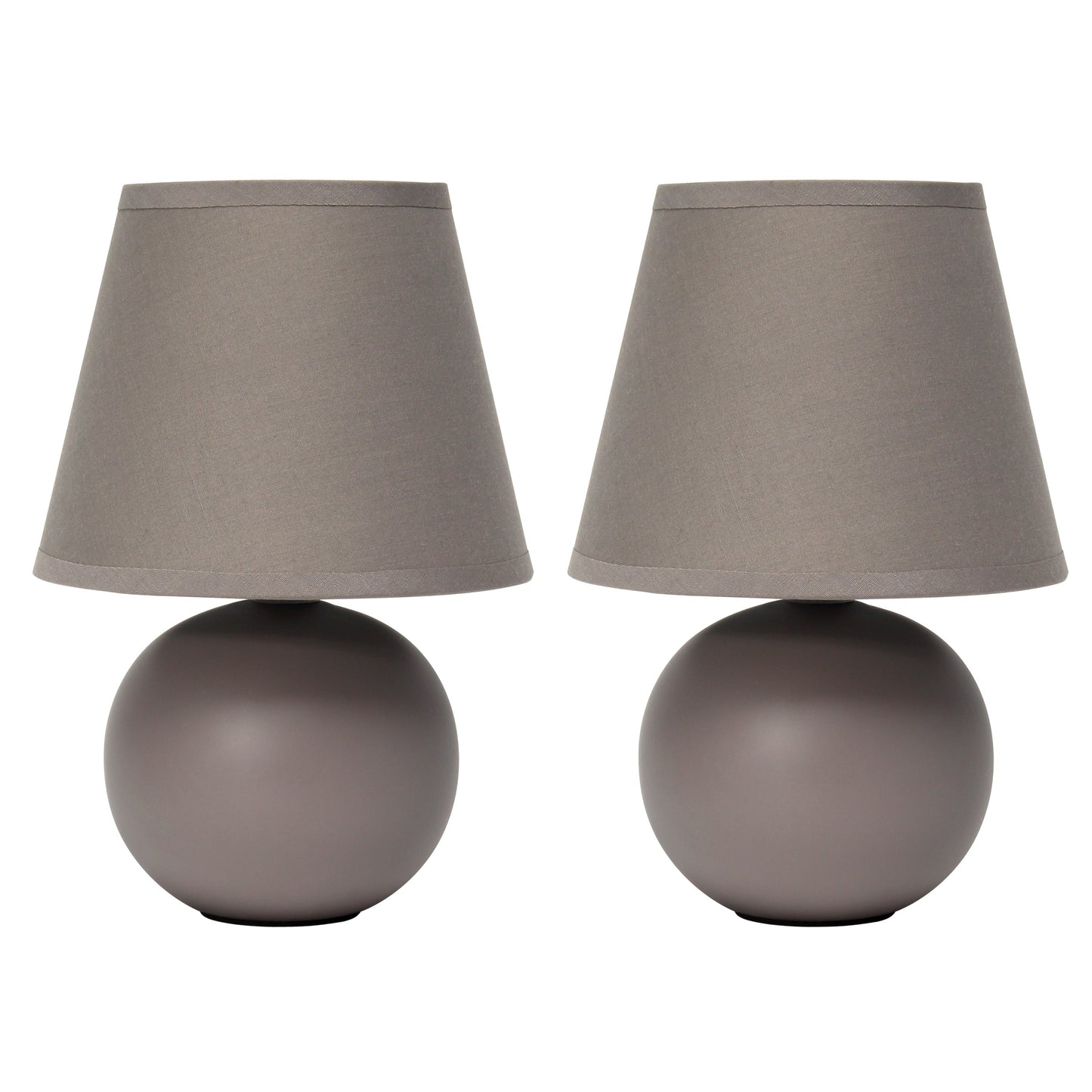 All The Rages Nauru 9" Gray 2-Piece Ceramic Orb Table Lamps With Matching Fabric Shades