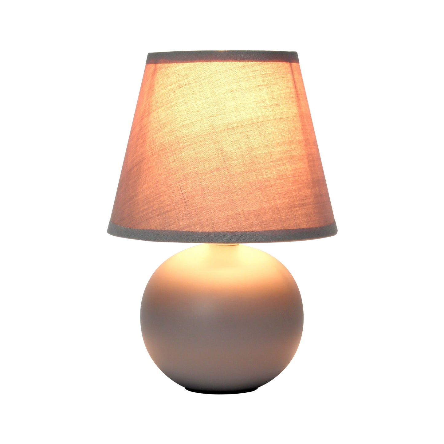 All The Rages Nauru 9" Gray Ceramic Orb Table Lamp With Matching Fabric Shade