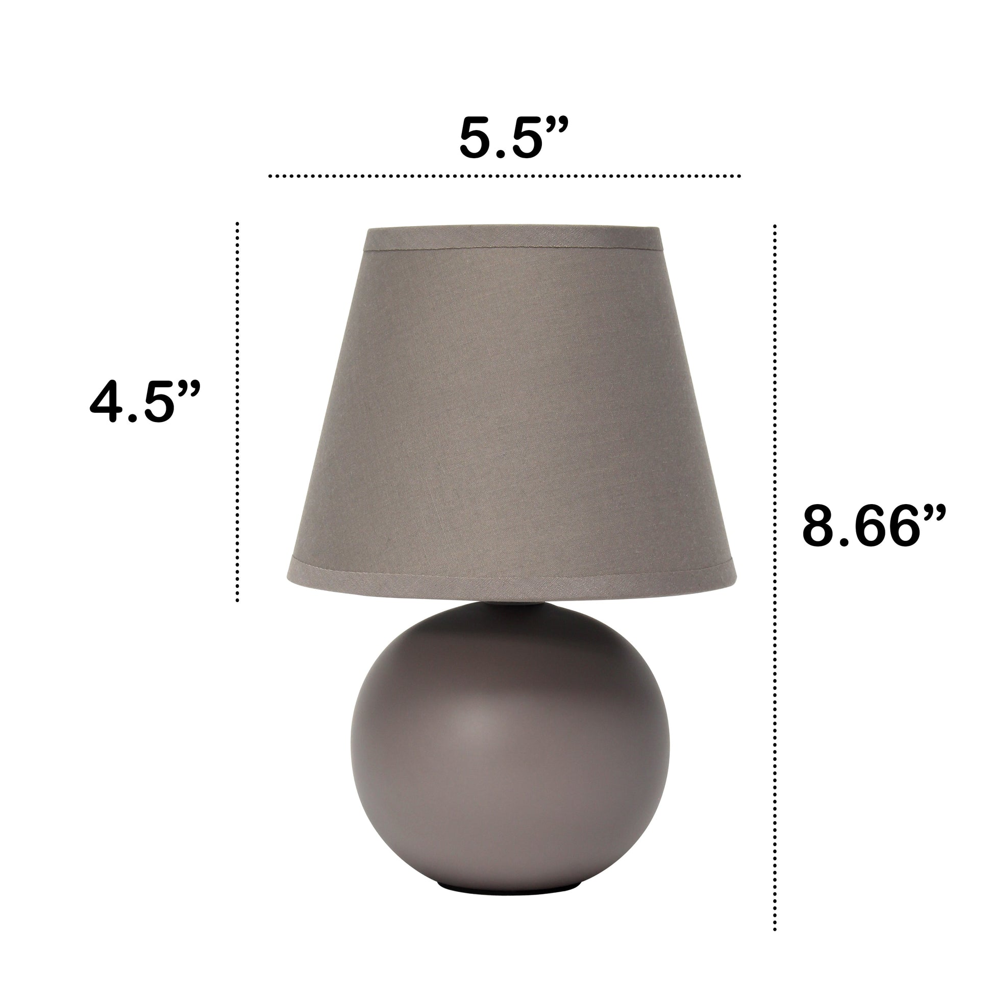All The Rages Nauru 9" Gray Ceramic Orb Table Lamp With Matching Fabric Shade