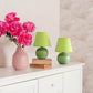 All The Rages Nauru 9" Green 2-Piece Ceramic Orb Table Lamps With Matching Fabric Shades