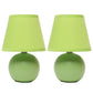 All The Rages Nauru 9" Green 2-Piece Ceramic Orb Table Lamps With Matching Fabric Shades