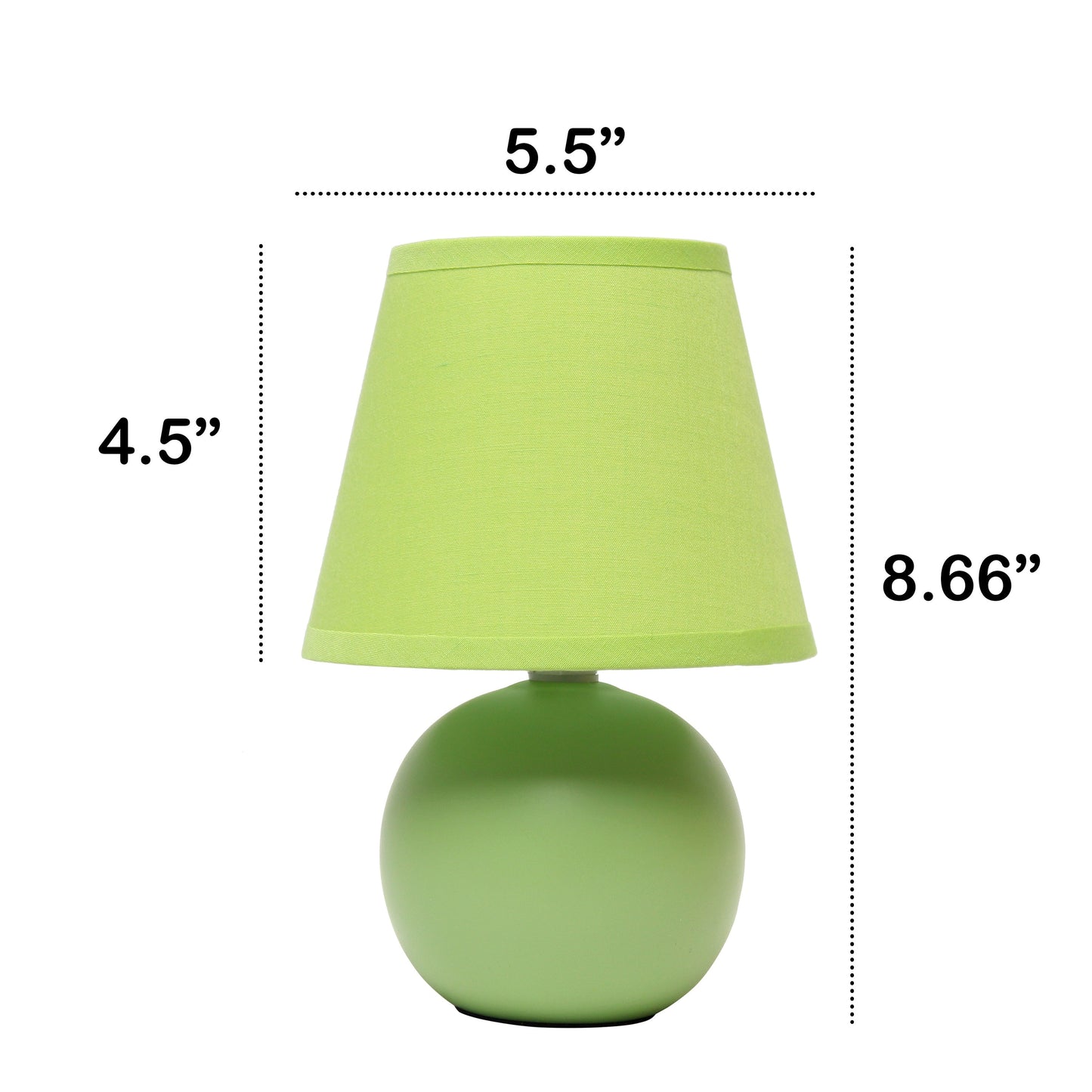 All The Rages Nauru 9" Green Ceramic Orb Table Lamp With Matching Fabric Shade