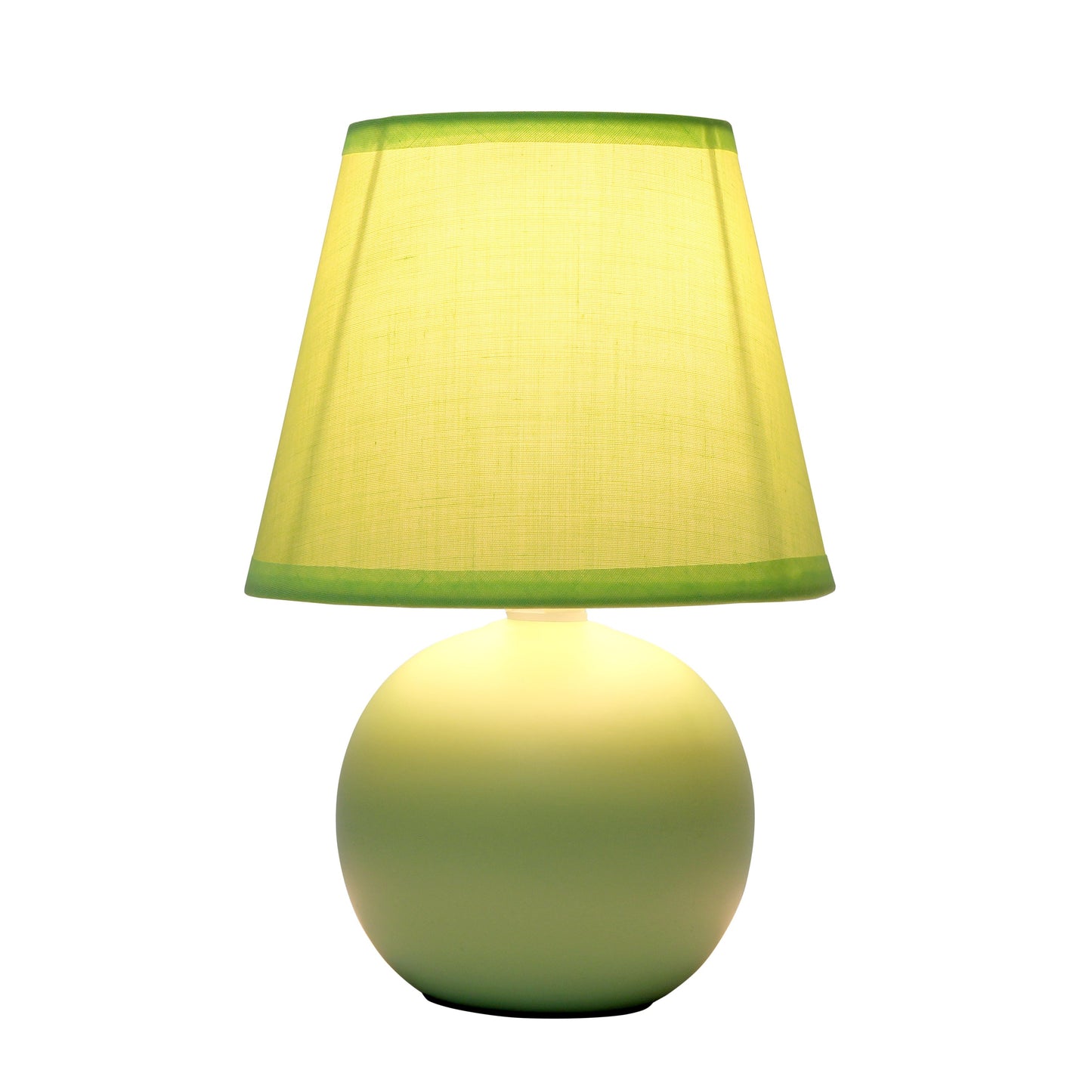 All The Rages Nauru 9" Green Ceramic Orb Table Lamp With Matching Fabric Shade