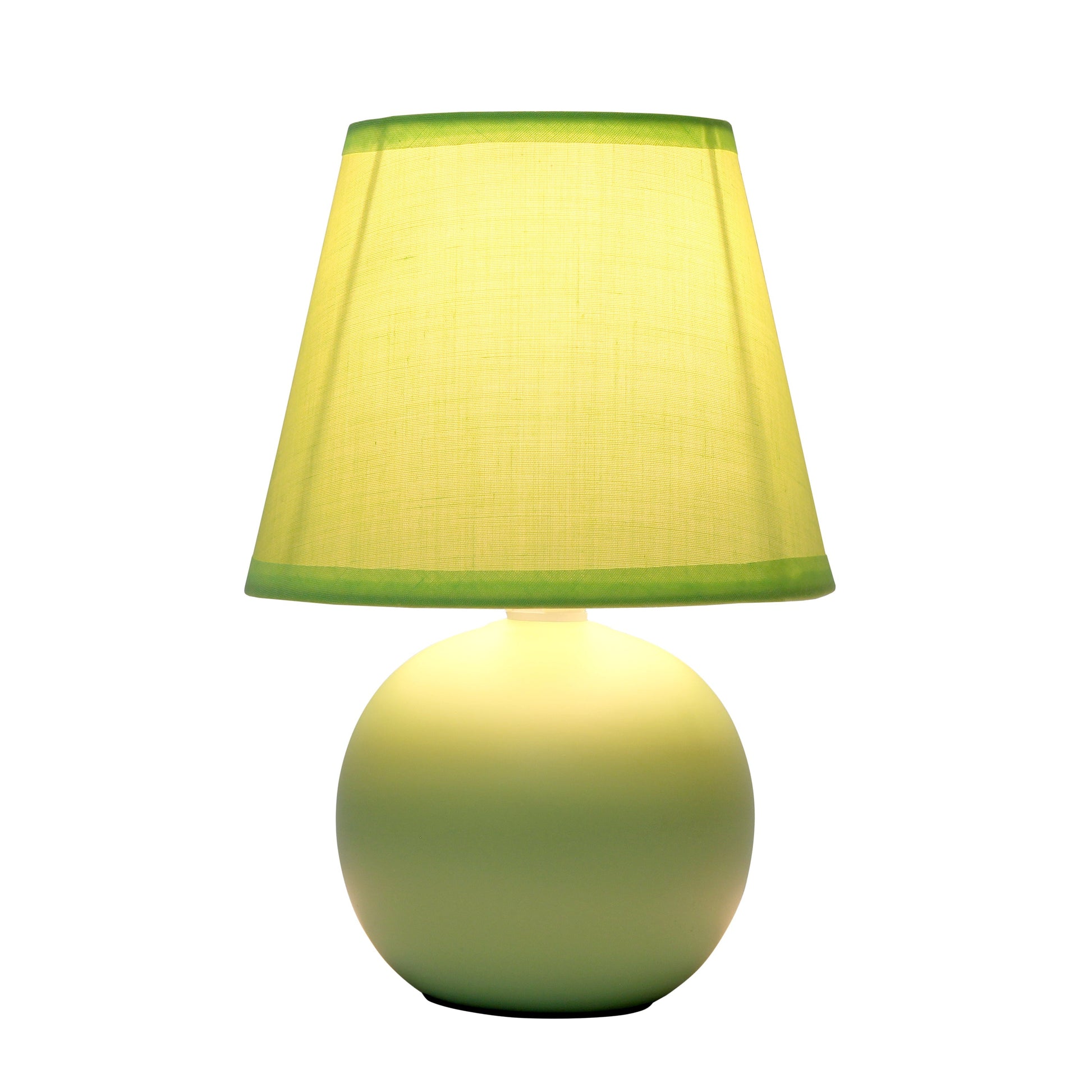 All The Rages Nauru 9" Green Ceramic Orb Table Lamp With Matching Fabric Shade
