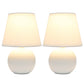 All The Rages Nauru 9" Off White 2-Piece Ceramic Orb Table Lamps With Matching Fabric Shades
