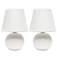 All The Rages Nauru 9" Off White 2-Piece Ceramic Orb Table Lamps With Matching Fabric Shades