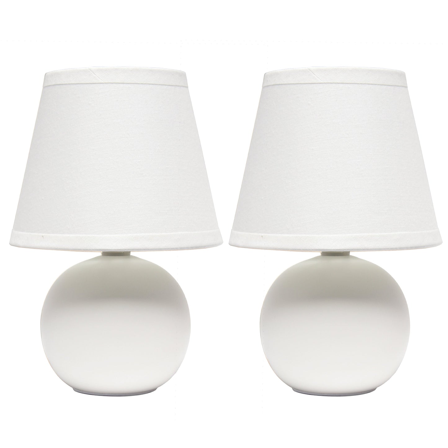 All The Rages Nauru 9" Off White 2-Piece Ceramic Orb Table Lamps With Matching Fabric Shades