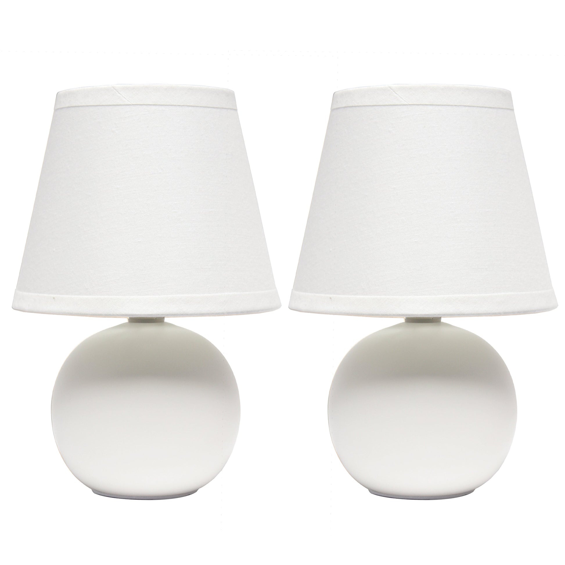 All The Rages Nauru 9" Off White 2-Piece Ceramic Orb Table Lamps With Matching Fabric Shades