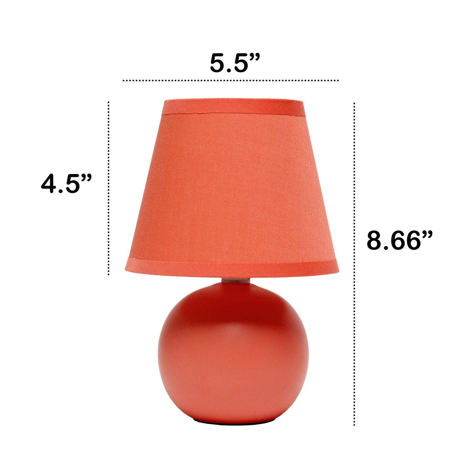 All The Rages Nauru 9" Orange 2-Piece Ceramic Orb Table Lamps With Matching Fabric Shades