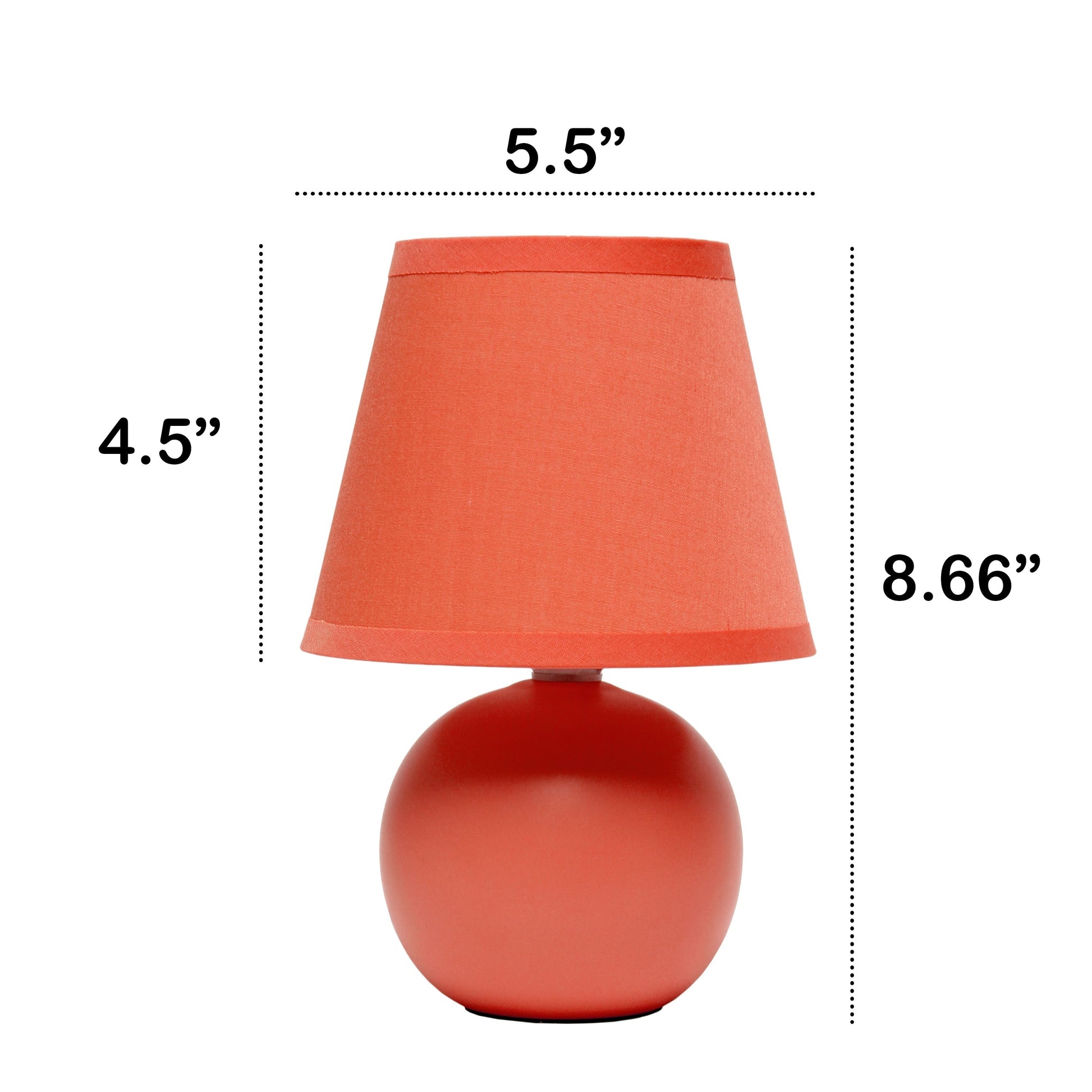 All The Rages Nauru 9" Orange 2-Piece Ceramic Orb Table Lamps With Matching Fabric Shades