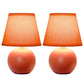 All The Rages Nauru 9" Orange 2-Piece Ceramic Orb Table Lamps With Matching Fabric Shades
