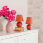 All The Rages Nauru 9" Orange 2-Piece Ceramic Orb Table Lamps With Matching Fabric Shades