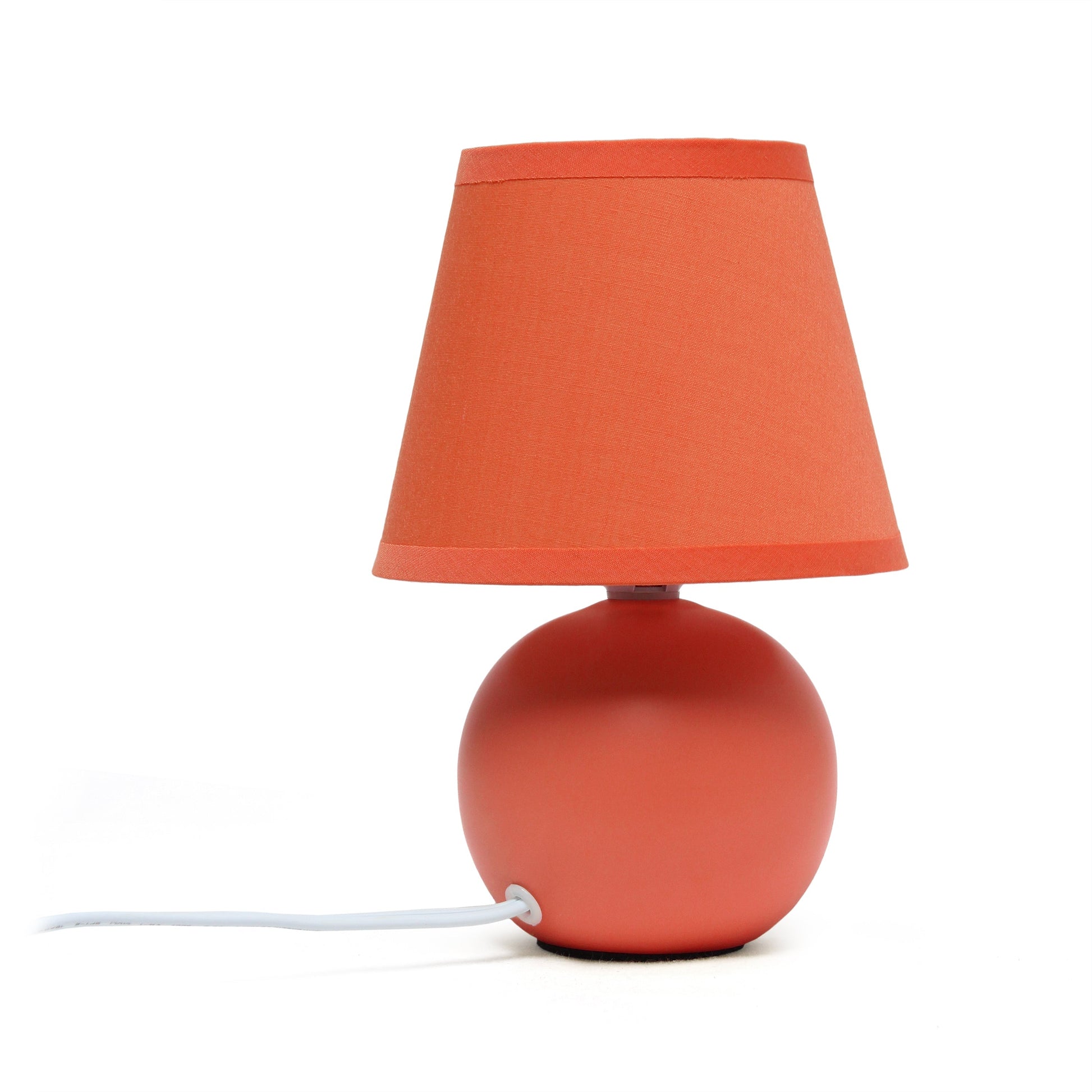 All The Rages Nauru 9" Orange 2-Piece Ceramic Orb Table Lamps With Matching Fabric Shades