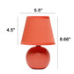All The Rages Nauru 9" Orange Ceramic Orb Table Lamp With Matching Fabric Shade