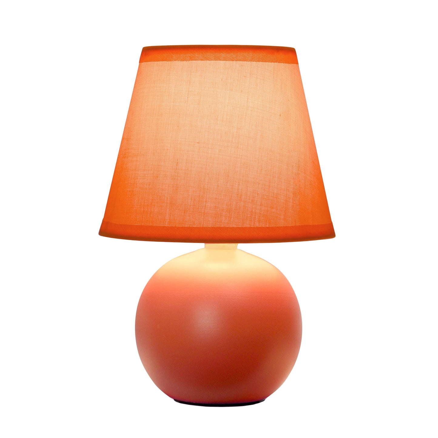 All The Rages Nauru 9" Orange Ceramic Orb Table Lamp With Matching Fabric Shade