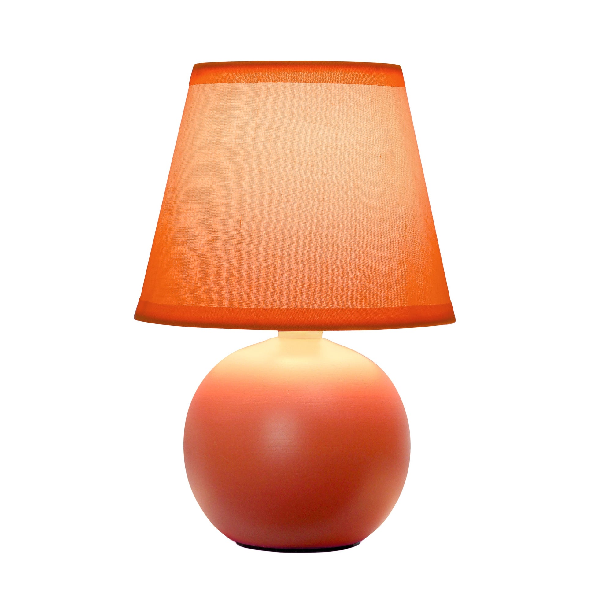 All The Rages Nauru 9" Orange Ceramic Orb Table Lamp With Matching Fabric Shade