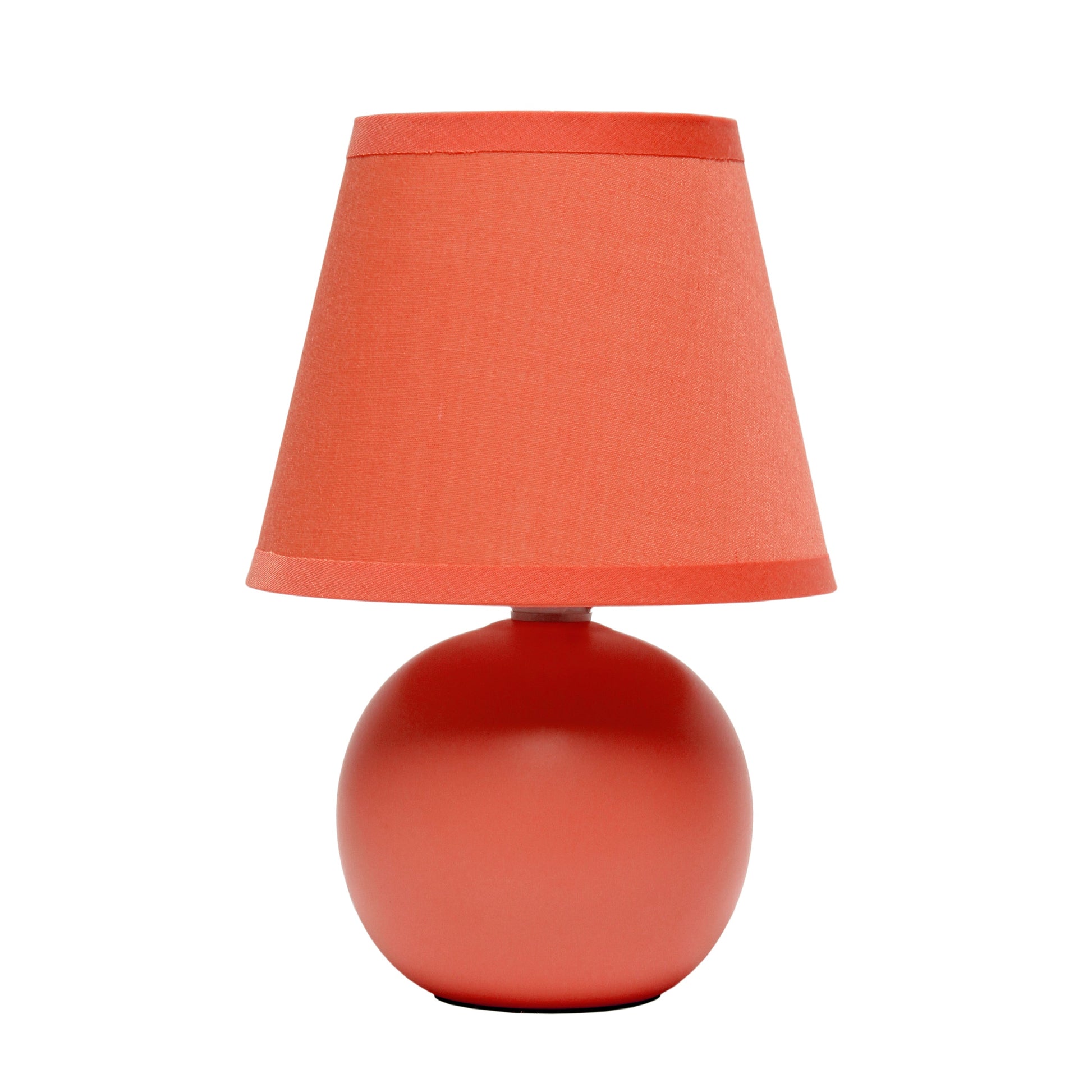 All The Rages Nauru 9" Orange Ceramic Orb Table Lamp With Matching Fabric Shade